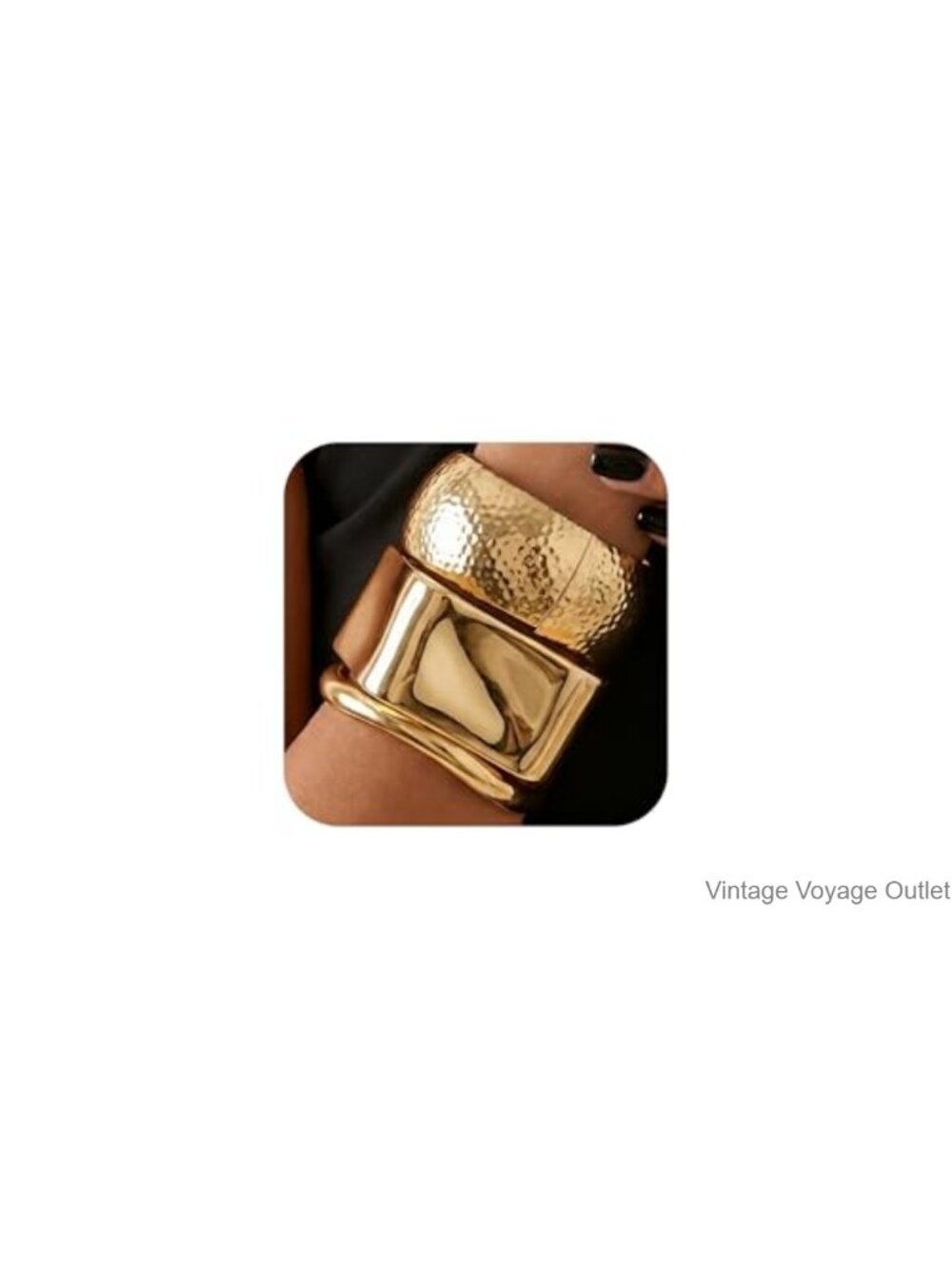 3Pc Chunky Gold Plated Stackable Bangle Bracelets Set for Women